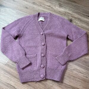 Bullocks‎ Wilshire Cardigan Aplaca Hand Knit Peru Vintage | Purple | Size Small